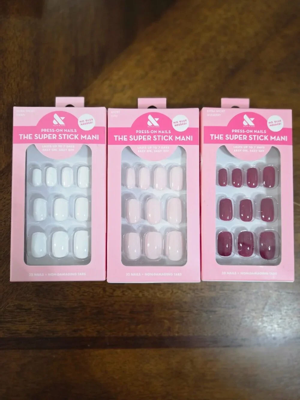 Olive & June Super Stick Mani Press-On Nails Lot of 3 Swan, Tutu, Mulberry, NEW